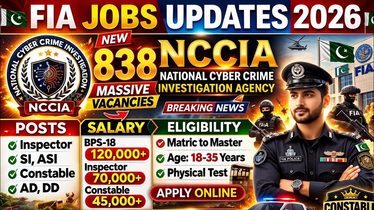 💥 NCCIA JOBS 2026 | 838 Seats | SI, Inspector, Constable & AD Posts | FIA JOBS 2026 | COMPLETE GUIDE