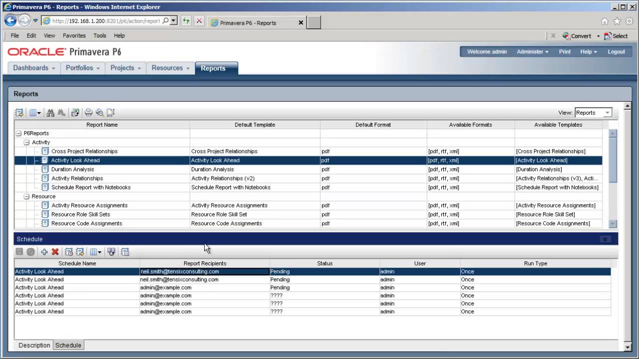 Using The BI Publisher Reports in Primavera P6 EPPM Reports Tab