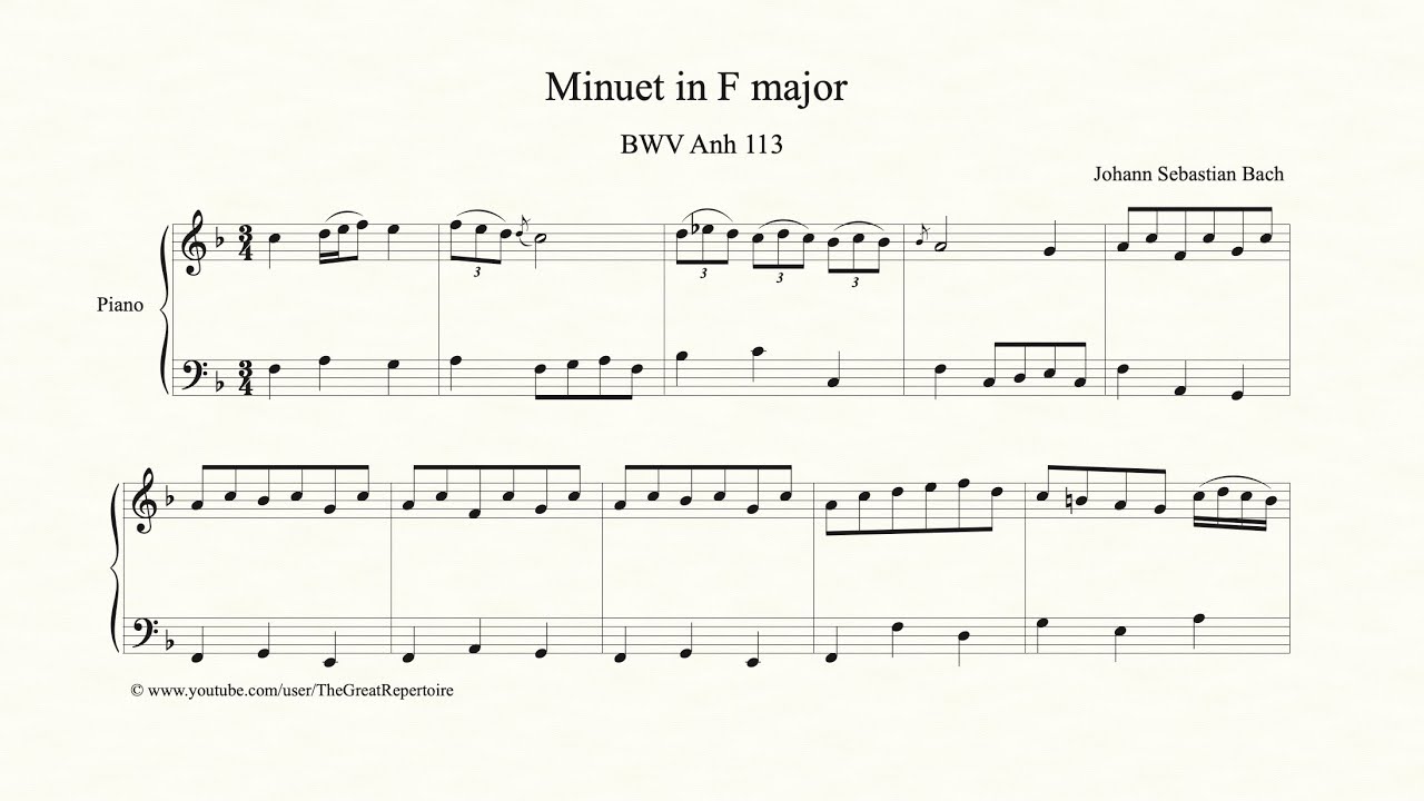 Bach, Minuet in F major, BWV Anh 113