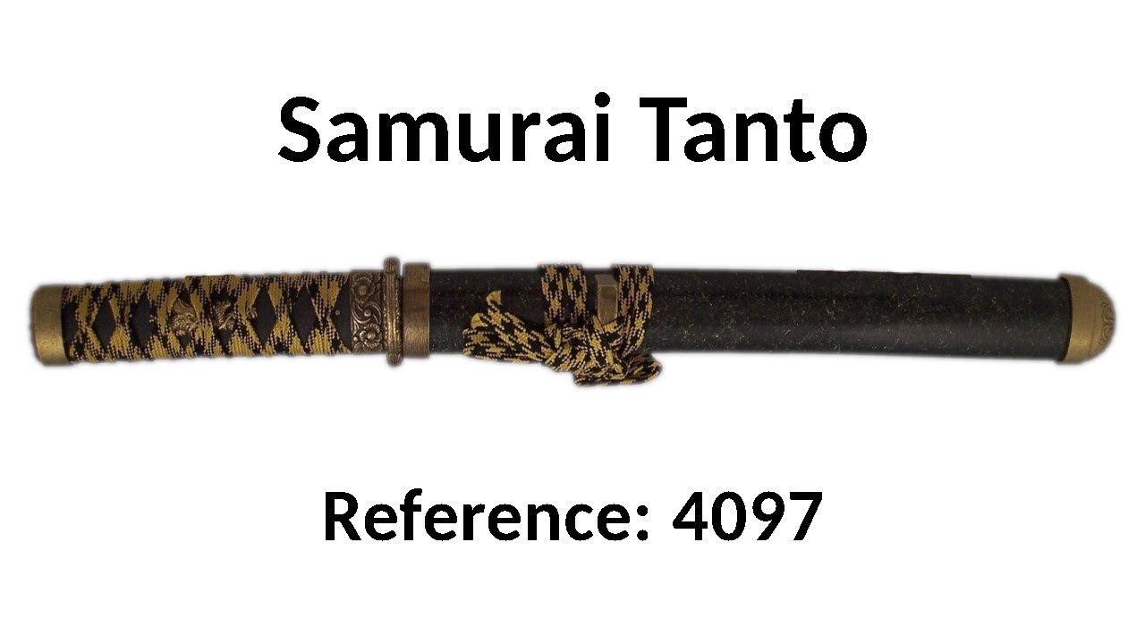 Samurai tanto, 49cm, with braided yellow cord, brass-plated guard and - Reference D4097 - Denix