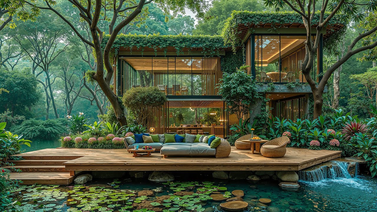 Nature View Coffee Jazz Forest 🌿 Smooth Jazz & Ambient Forest Sounds for Work