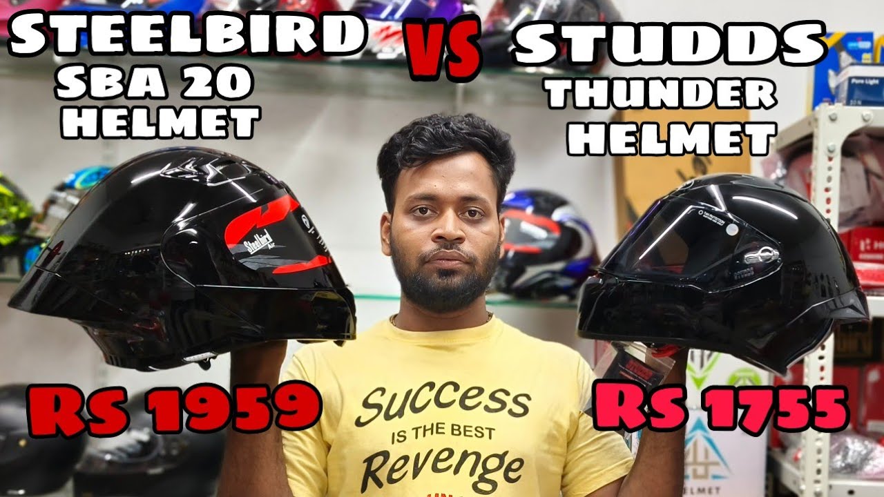 Steelbird SBA 20 vs studds thunder black colour helmet| comparison review| under 2000