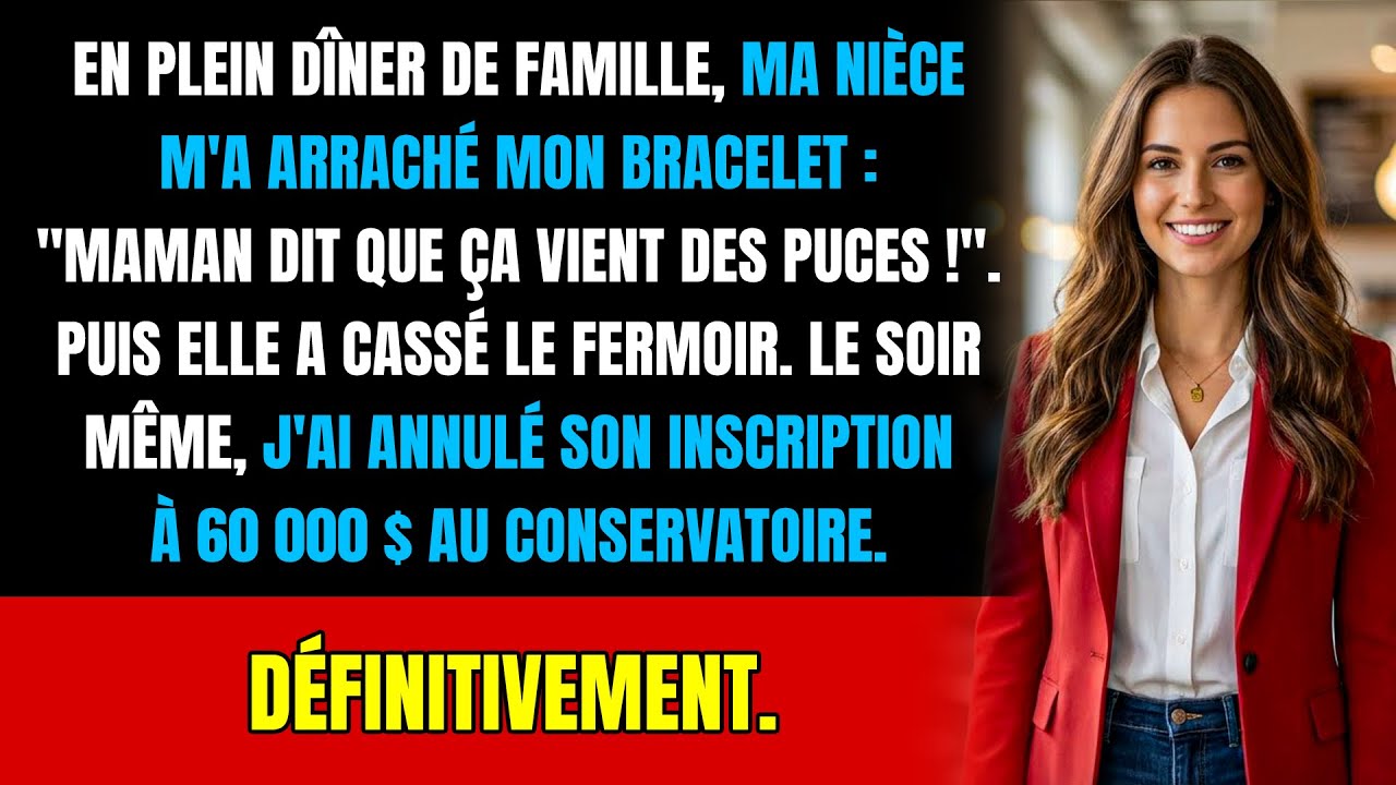 Ma nièce m'arrache mon bracelet au dîner : « Maman dit qu'il vient des puces ! » Et là...