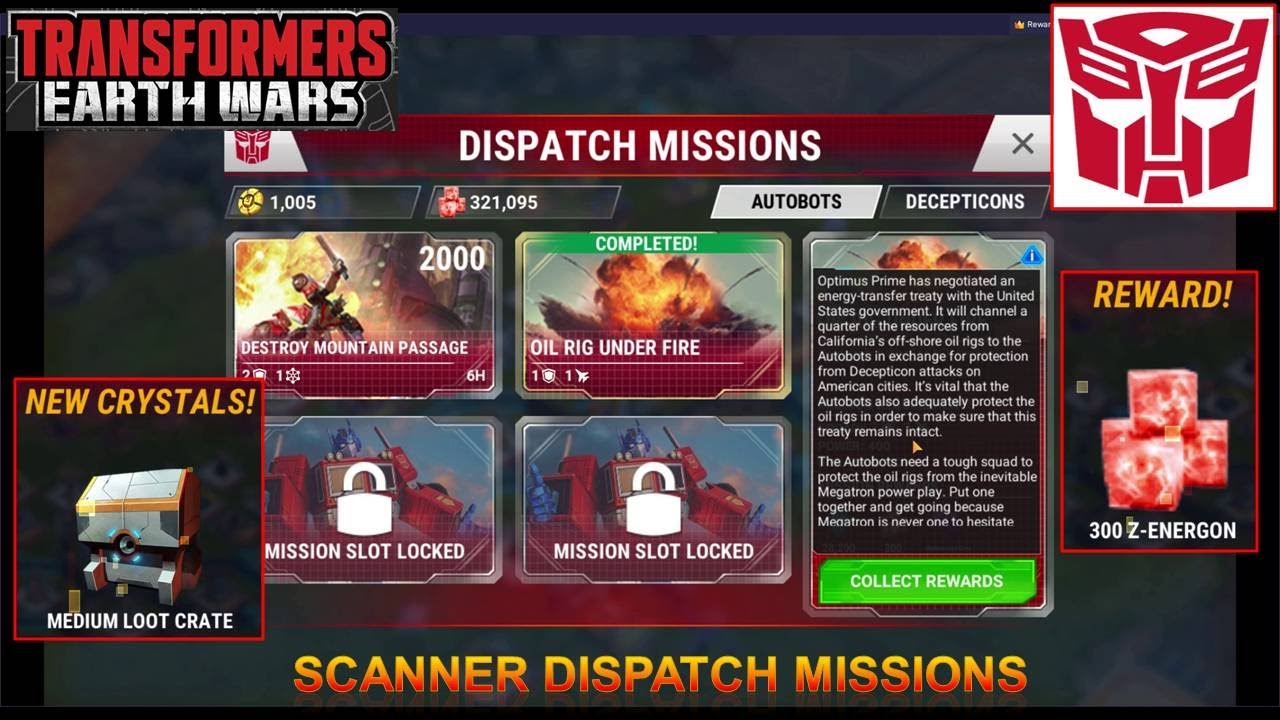 [*/\*] Transformers: Earth Wars - Scanner Dispatch Missions (get experience points, Z-Energon)