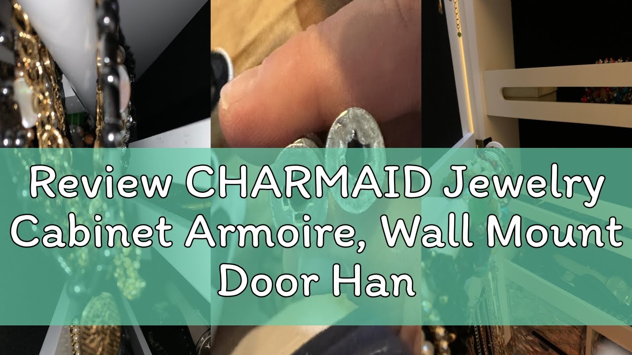 Review CHARMAID Jewelry Cabinet Armoire, Wall Mount Door Hanging, Lockable Jewelry Organizer with 47