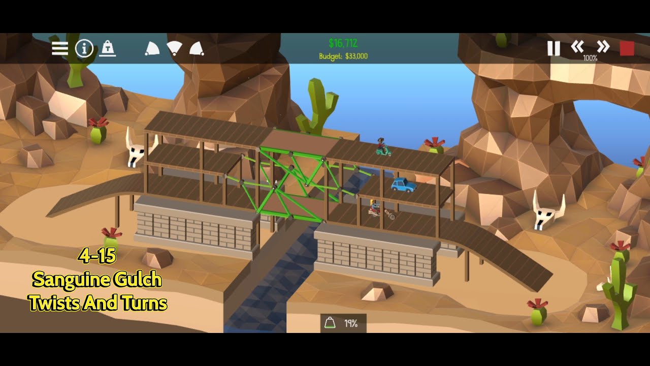 Poly Bridge 2 - Sanguine Gulch - Twists And Turns (4-15)