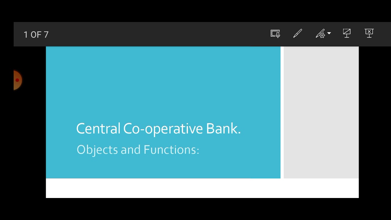 Central co-operative Bank - Objects and Functions.