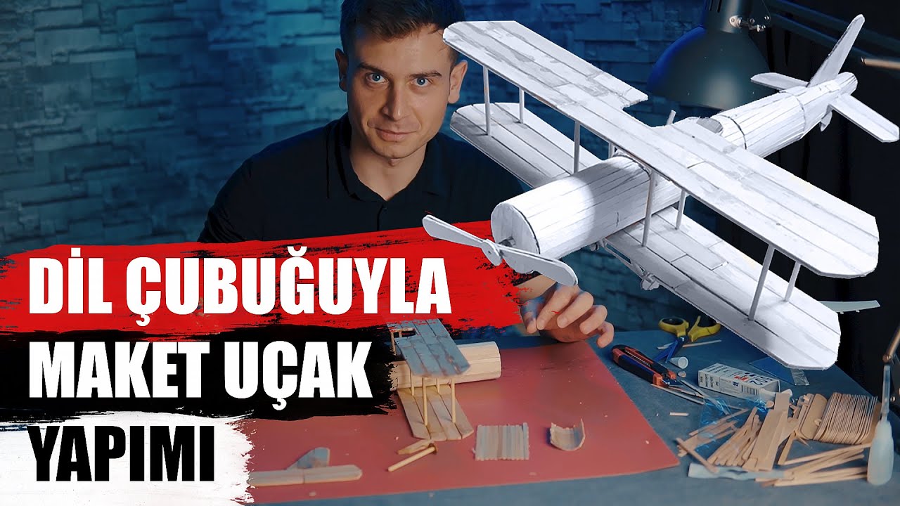 DİL ÇUBUĞUYLA MAKET UÇAK YAPTIK !! (maliyet 20 TL)