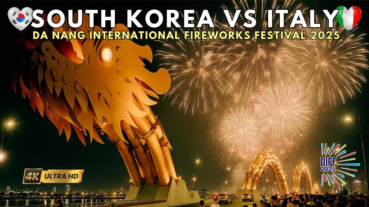 🔥 South Korea 🇰🇷 vs Italy 🇮🇹 | Da Nang Fireworks Festival 2025 (Vietnam) – Epic 4K Show! 🌏🎇VP abroad