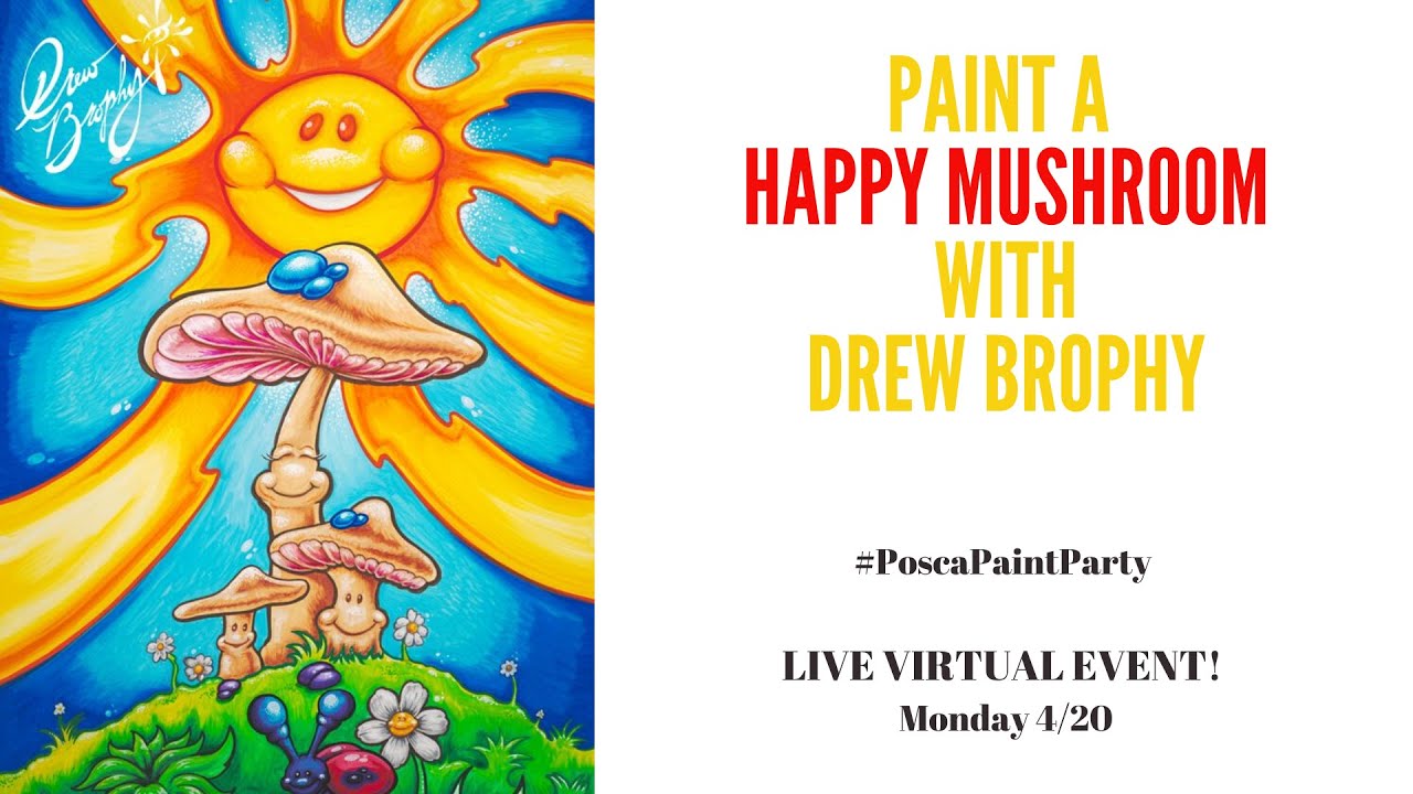 Posca Paint Party with Drew Brophy - painting Happy Mushrooms!