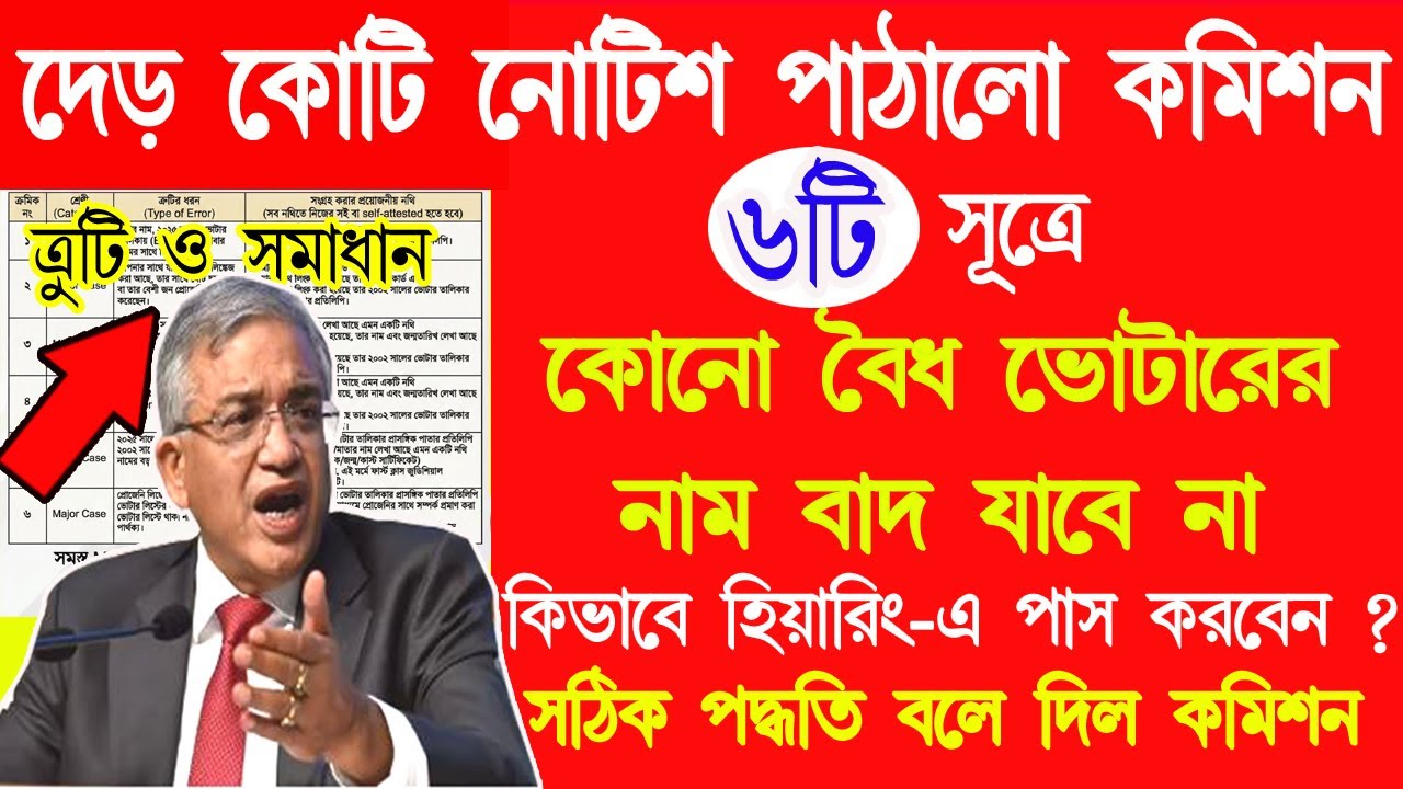 ৬টি সূত্রে কারোর নাম SIR এ  বাদ যাবে না | SIR শুনানির নোটিশ নিয়ে গুরুত্বপূর্ণ আলোচনা | SIR news