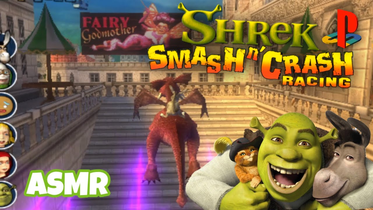ASMR Gaming: Shrek Smash n' Crash Racing | PS2 Gameplay (Whispering, Controller Sounds, Gum Chewing)