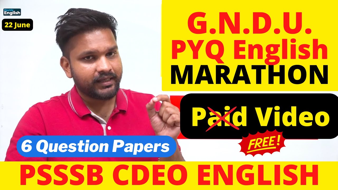 01 GNDU Question Papers | PSSSB Previous Year Papers Marathon | Electric English