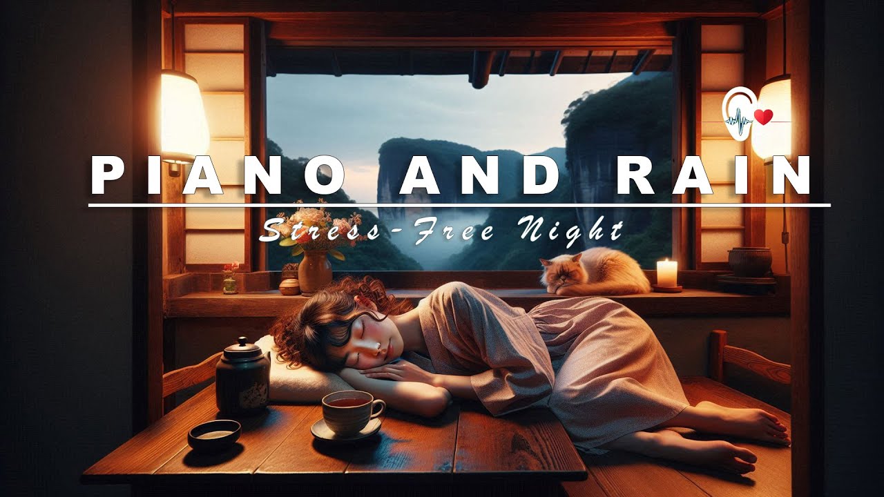 Calm Night with Gentle Piano Melodies and relaxing rain 🌙 | Peaceful Sleep