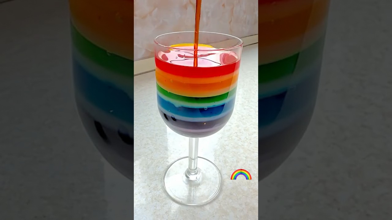 🌈 Rainbow Jelly Dessert 🍮 #jello #rainbowjelly #easydessert