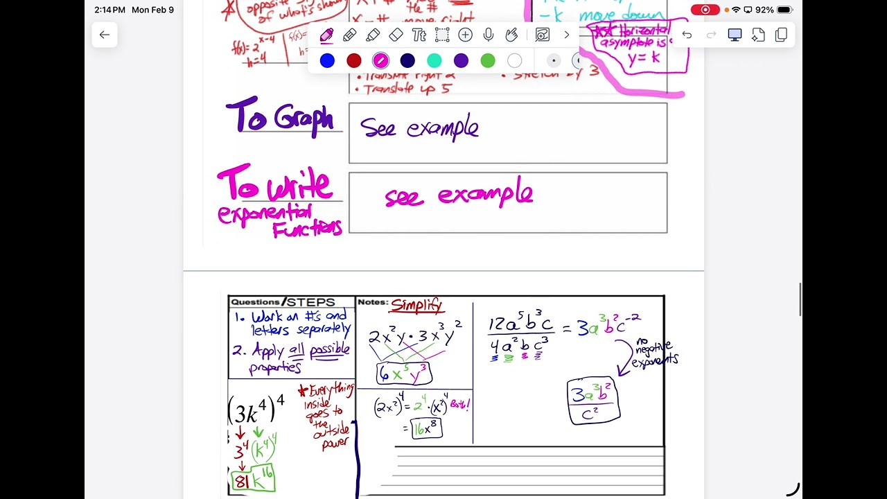 2,9 A1 started writing exponential equations from points