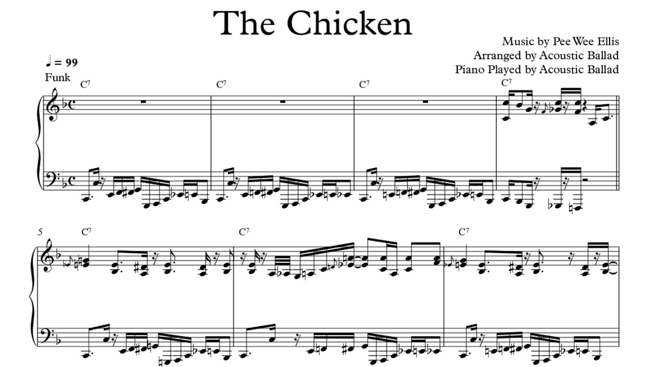 Jazz Piano . 'The Chicken' . Score 악보 Funk | Solo Piano | Special Ver. | 재즈 피아노 | Acoustic Ballad