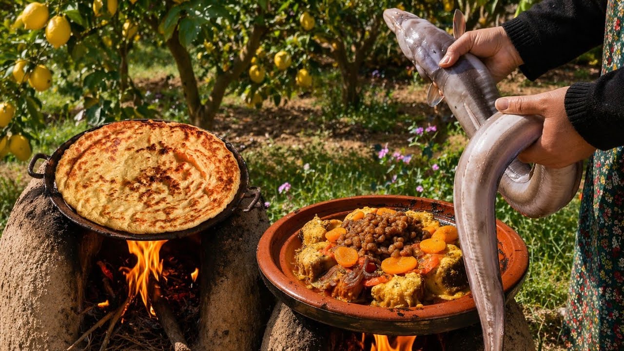 طاجين الصنور بالبصل و الزبيب معسل🇲🇦🤤 روتين صباحي بالبادية المغربية 🥰🔥 مسمن على العواد ناجح 