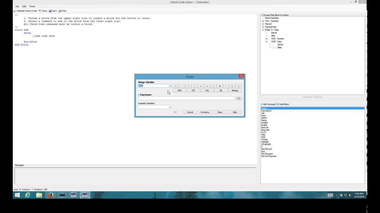 Epi InfoTM 7 Check Code 101