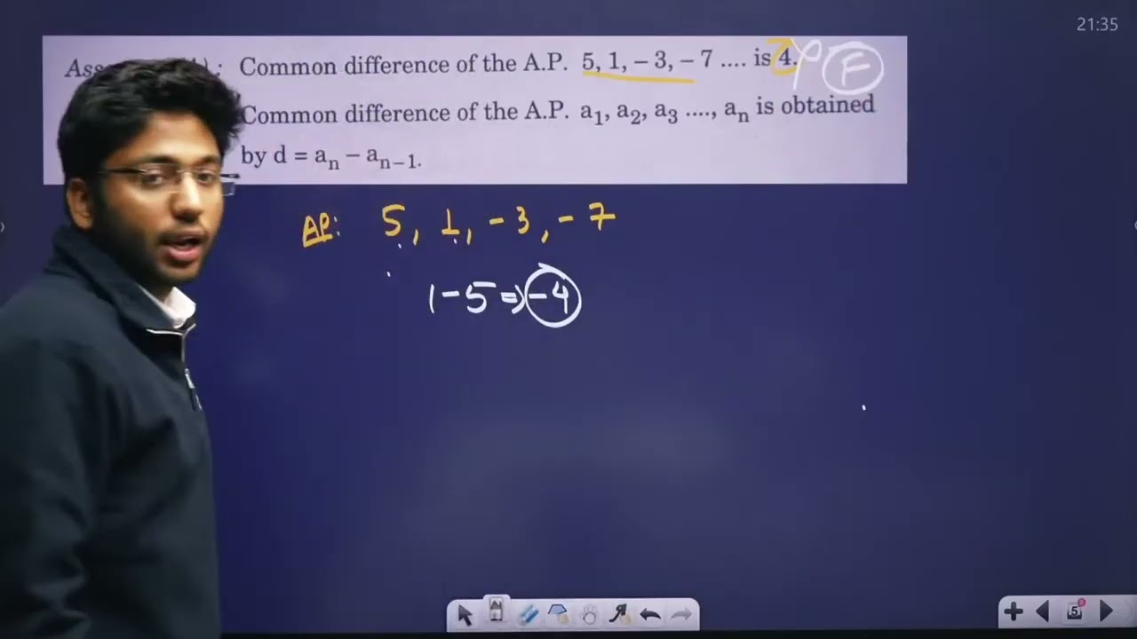 Ass: Common difference of AP 5,1,-3,-7.. is 4 Reason: Common difference of AP .....