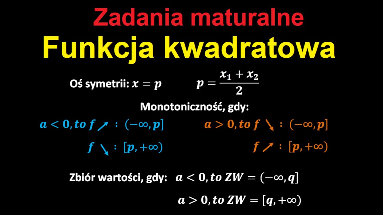 Zadania maturalne z funkcji kwadratowej