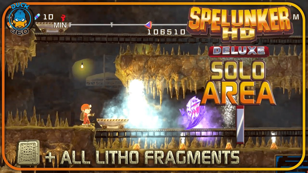 Spelunker HD Deluxe (PS4) Area 1 Solo Walkthrough + All Litho Fragments Collected