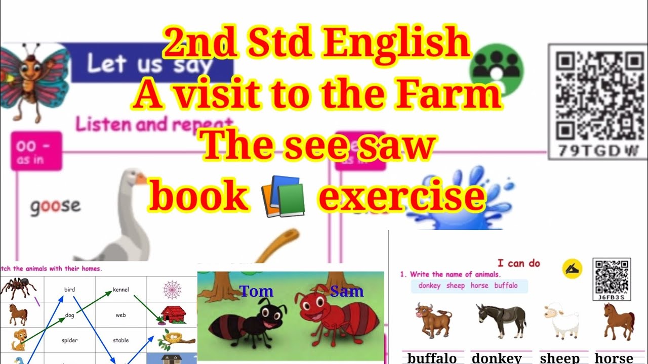 2nd Std English third term A visit to the Farm book 📚 exercise
