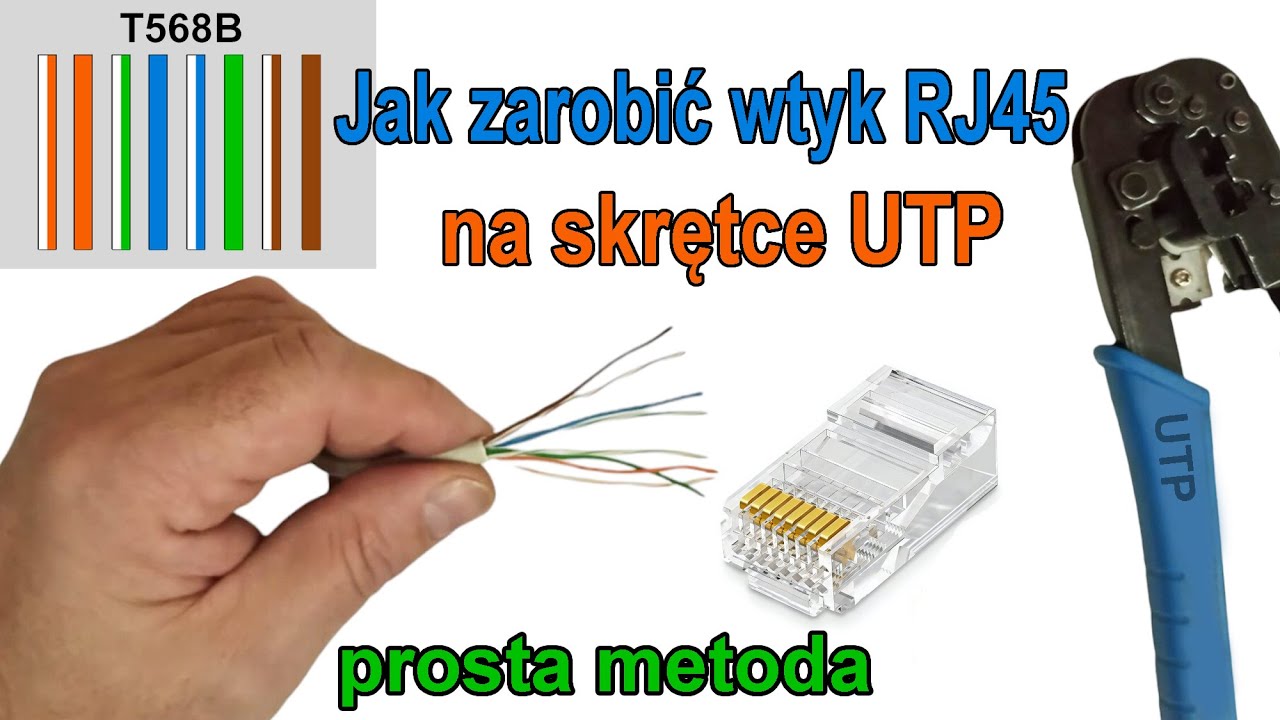 Jak zarobić wtyk RJ45 na kablu skrętka UTP ?
