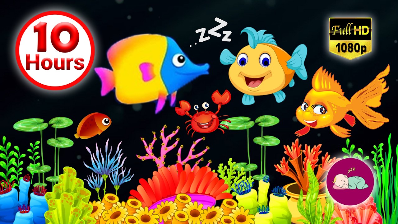 10 hours Baby Lullaby Soothing fishes 🐠🐟 Calming Undersea Animation🪸 Aquarium