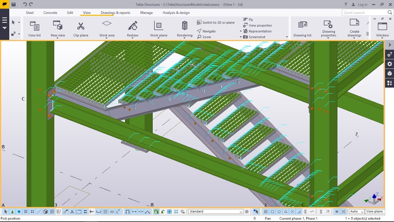 How to create staircase using gratings in TEKLA STRUCTURES 2017