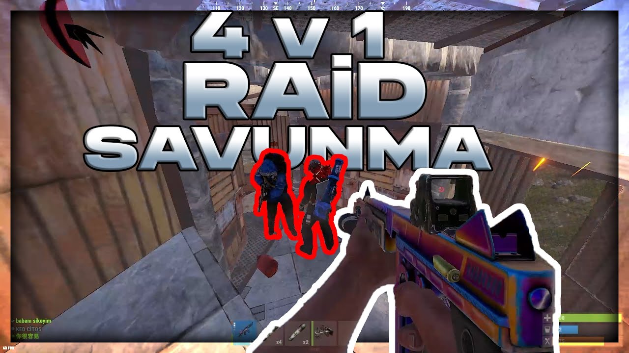 Rust Türkçe-1V4 Raid Savunma | Online Raid Attım | Rust Solo Survival | En Keyif Aldığım Savunma!!