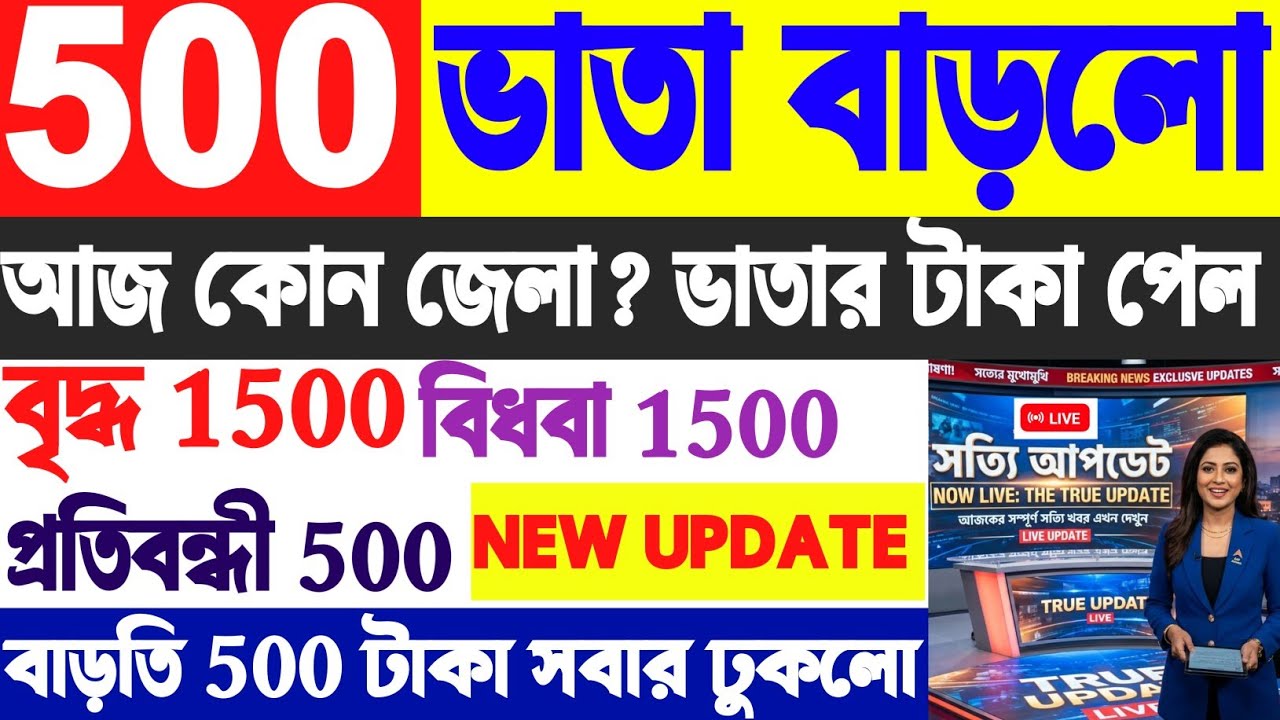 BREAKING UPDATE | বৃদ্ধ-বিধবা-প্রতিবন্ধী ভাতা 1500 টাকা ঢুকলো | কোন জেলা পেল? কারা পেল? Bhata update