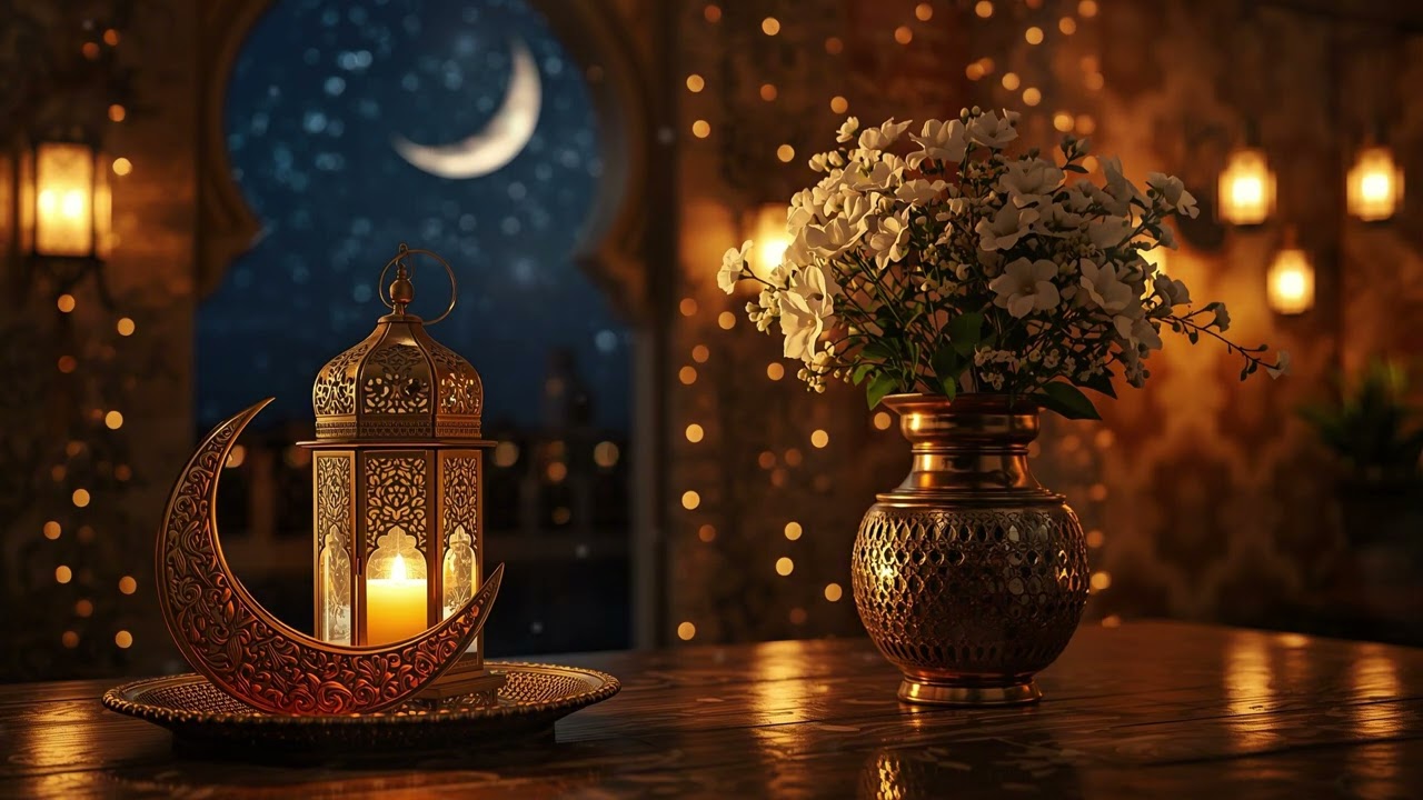 Ramadan Lantern & Crescent 4K 🌙✨ | Cozy Ramadan Night Ambience | أجواء ليلة القدر الرمضانية الهادئة