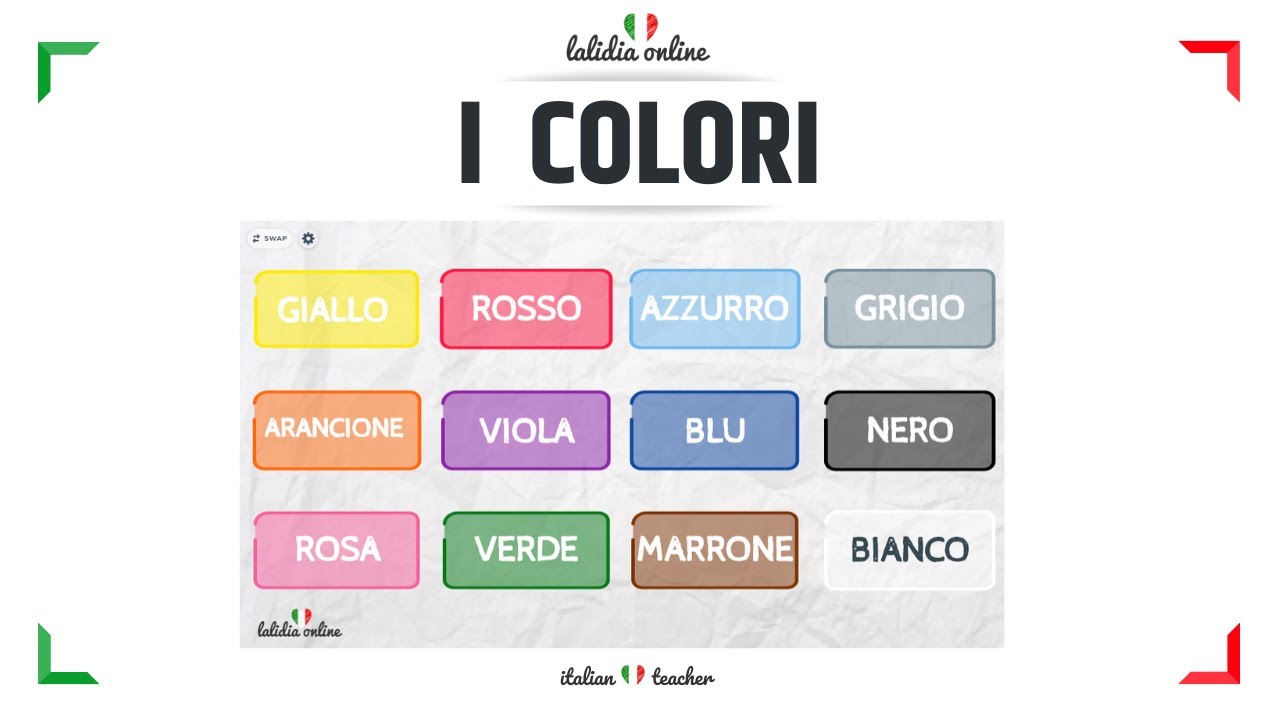 I COLORI - VOCABULARY - Italian for Beginners