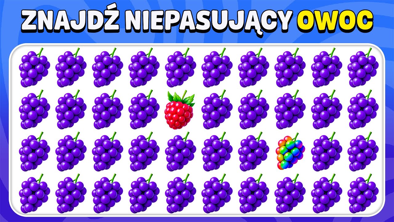 Znajdź Niepasujące Emoji - 🍒 | Edycja Owoców | Tylko 1% potrafi to szybko zauważyć 🤯 | 40 Poziomów