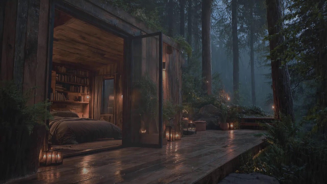 🌧️Rainy Night in a Forest Cabin Calming Rain Sounds for Deep Sleep & Relaxation