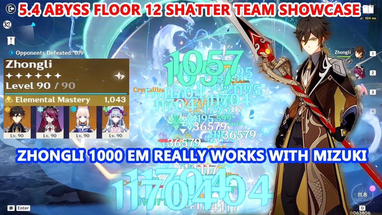 Zhongli 1000 EM Really Works with Mizuki : 5.4 Abyss Floor 12 Shatter Team Showcase