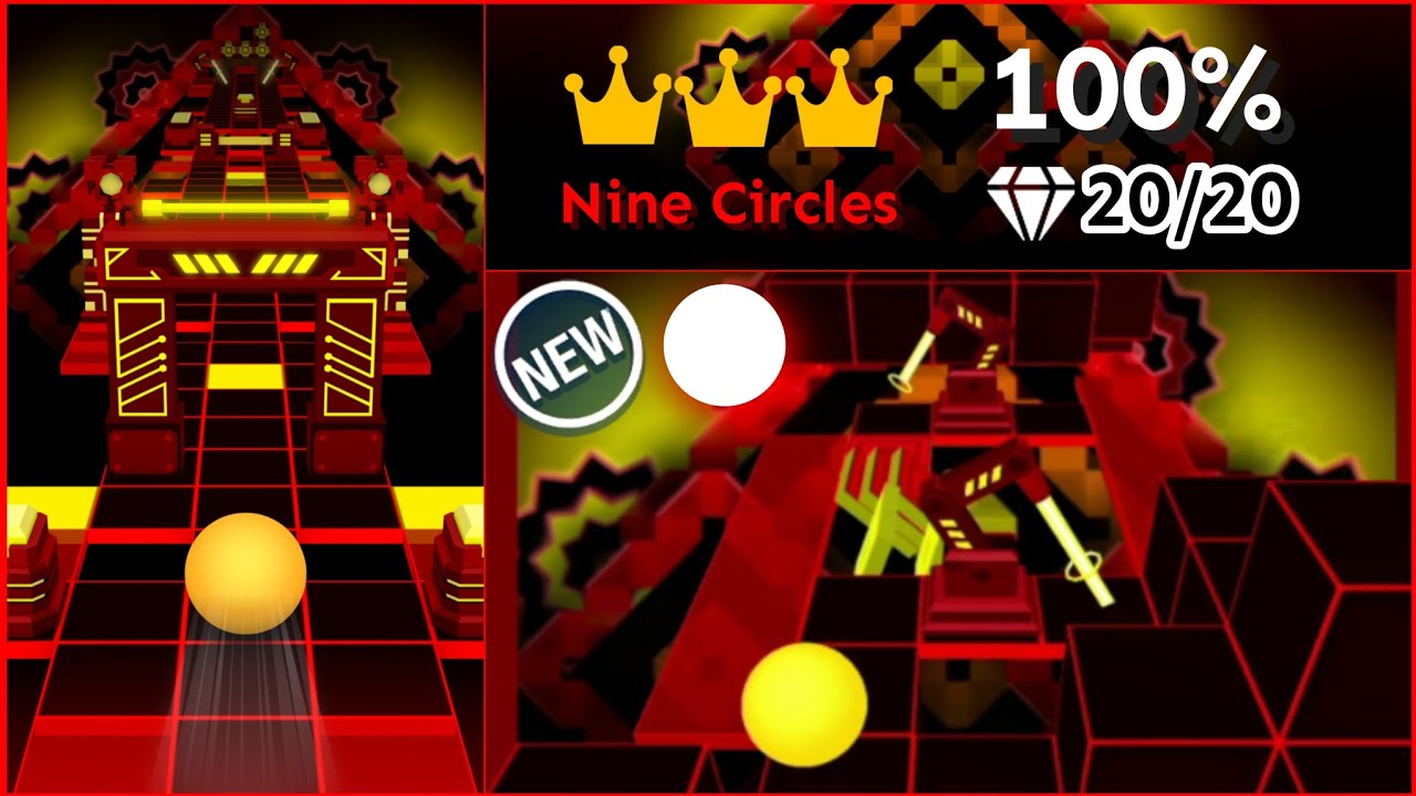 Rolling Sky World - Nine Circles ★★★★★☆ (Level 6 - Hard Way 🔴)