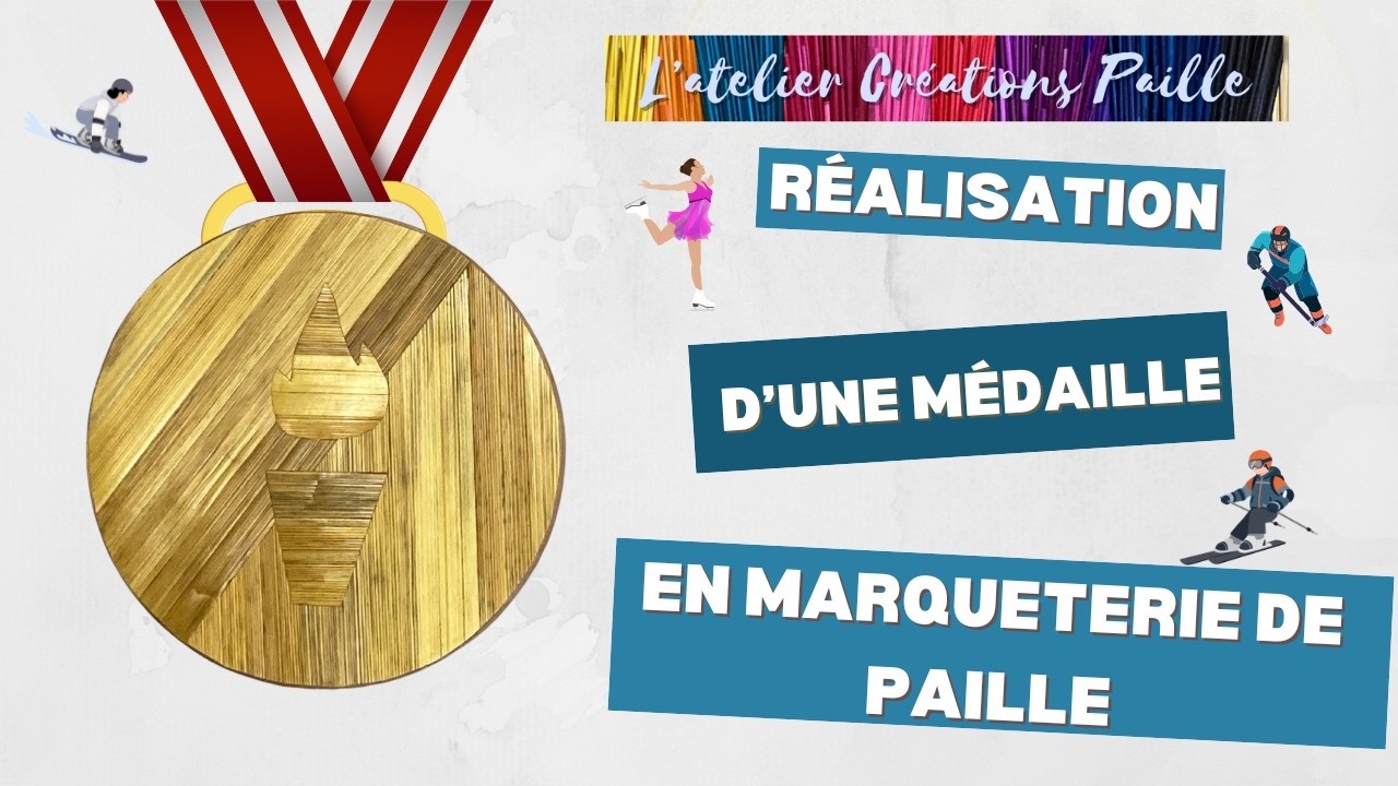 Médaille dorée en marqueterie de paille 🔥 | Flamme olympique – jeux d'hiver 2026