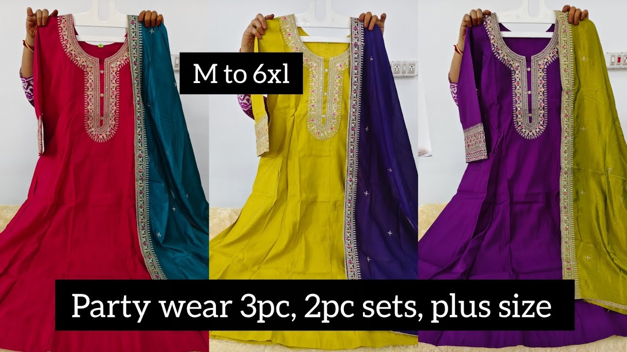 M to 6xl New party wear anarkali suits, christmas 🎁 special collection, aline tips, 3pc cotton sets