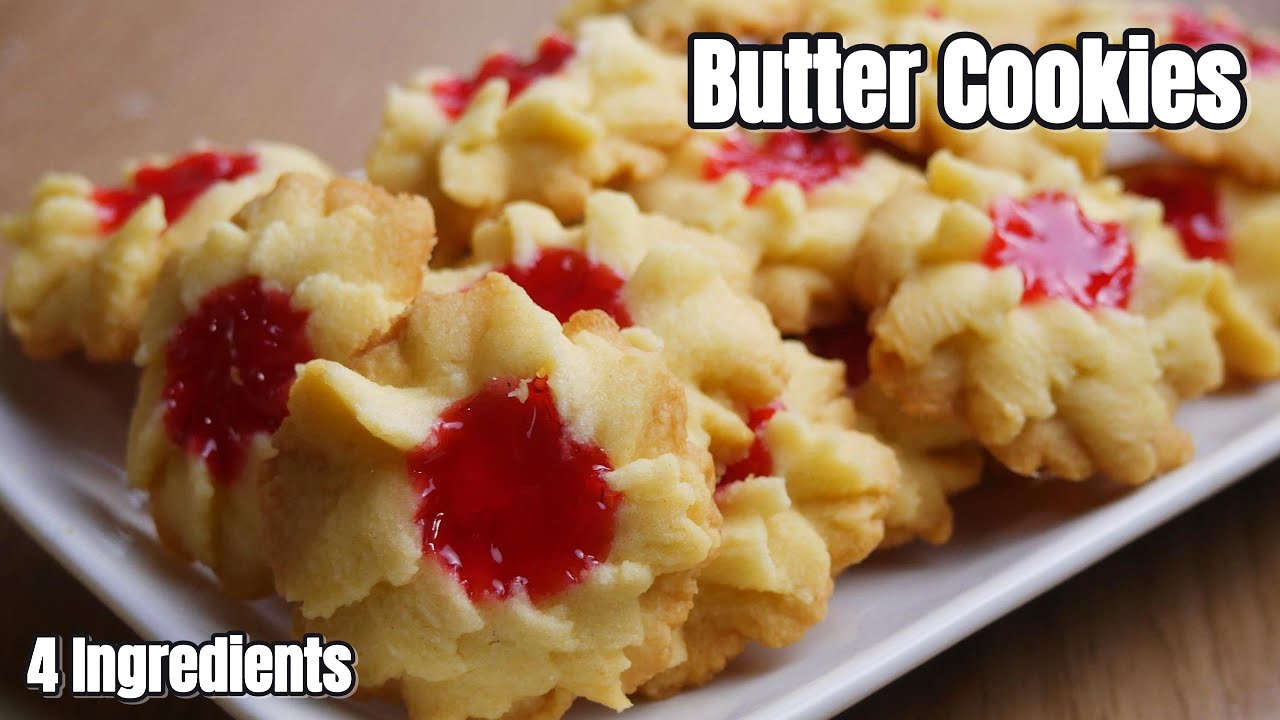 Strawberry Jam Butter Cookies | Erdbeer Butterplätzchen | Zarte Spritzkekse 🍓 (No Mixer Needed!)