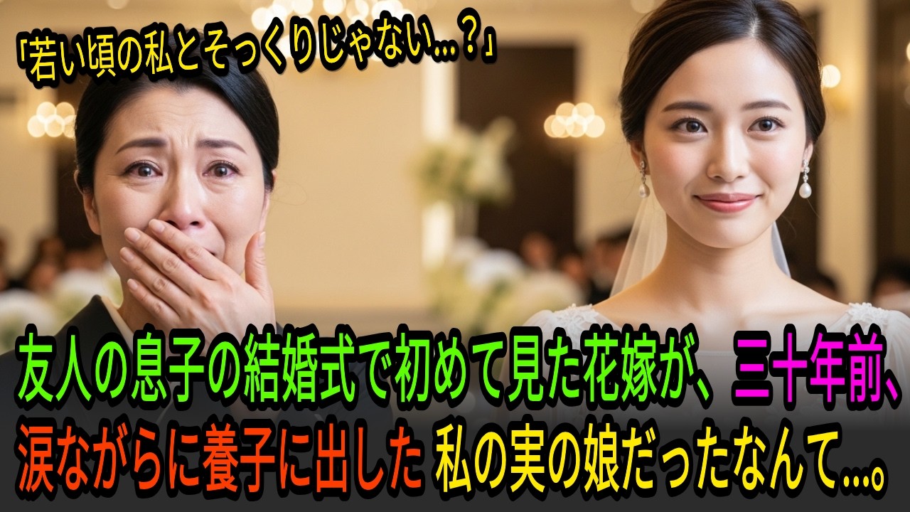 友人の息子の結婚式で初めて見た花嫁が、三十年前、涙で養子に出した私の娘だった…？｜実話｜感動する話｜オーディオブック