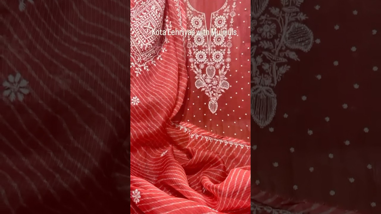Ethnic Elegance! &hearts;️ Kota Doriya Leheriya set with Mulmul kurta | fine Chikankari  #festivewear