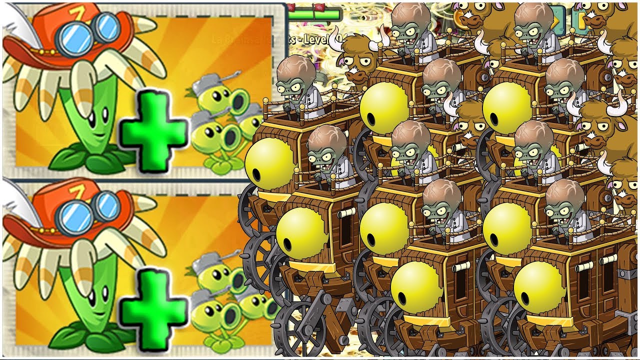 Bloomerang + Threepeater vs 10 Freakin Zombots - Plants vs Zombies 2