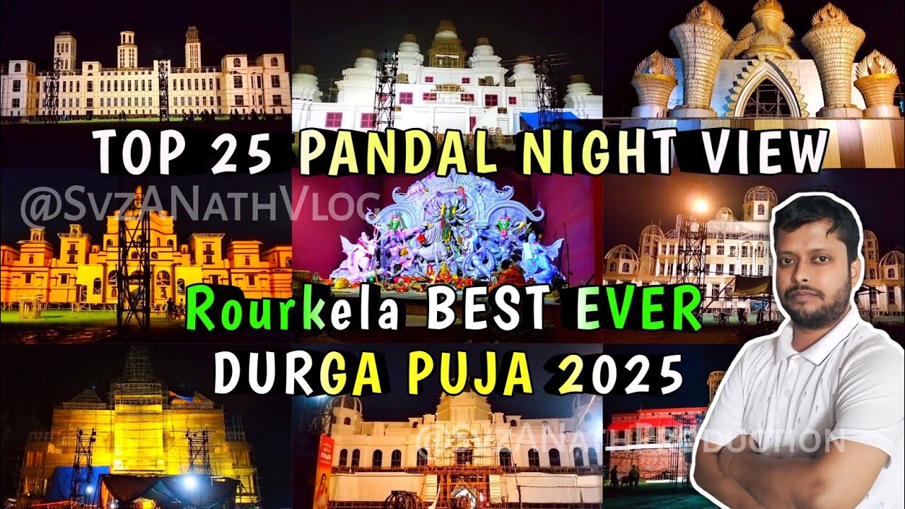 Rourkela Best Ever Durga Puja Pandal 2025 | Top 25 Durga Puja Pandal Night Video | Svz A*Nath Vlog |