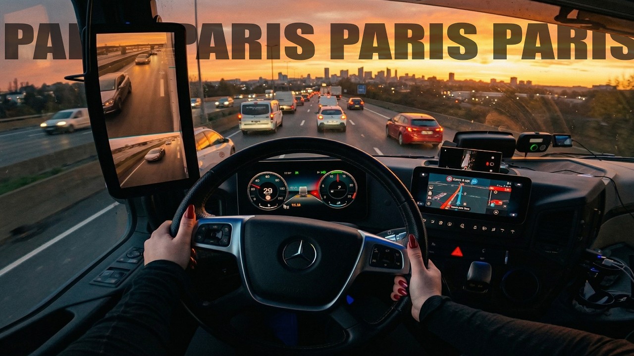 POV Truck Driving: Lady Trucker Stuck in Paris Traffic