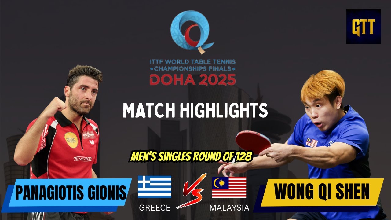Wong Qi Shen (MAS) Vs Panagiotis Gionis (GRE) | ITTF World Championships 2025 | Men's Singles R128