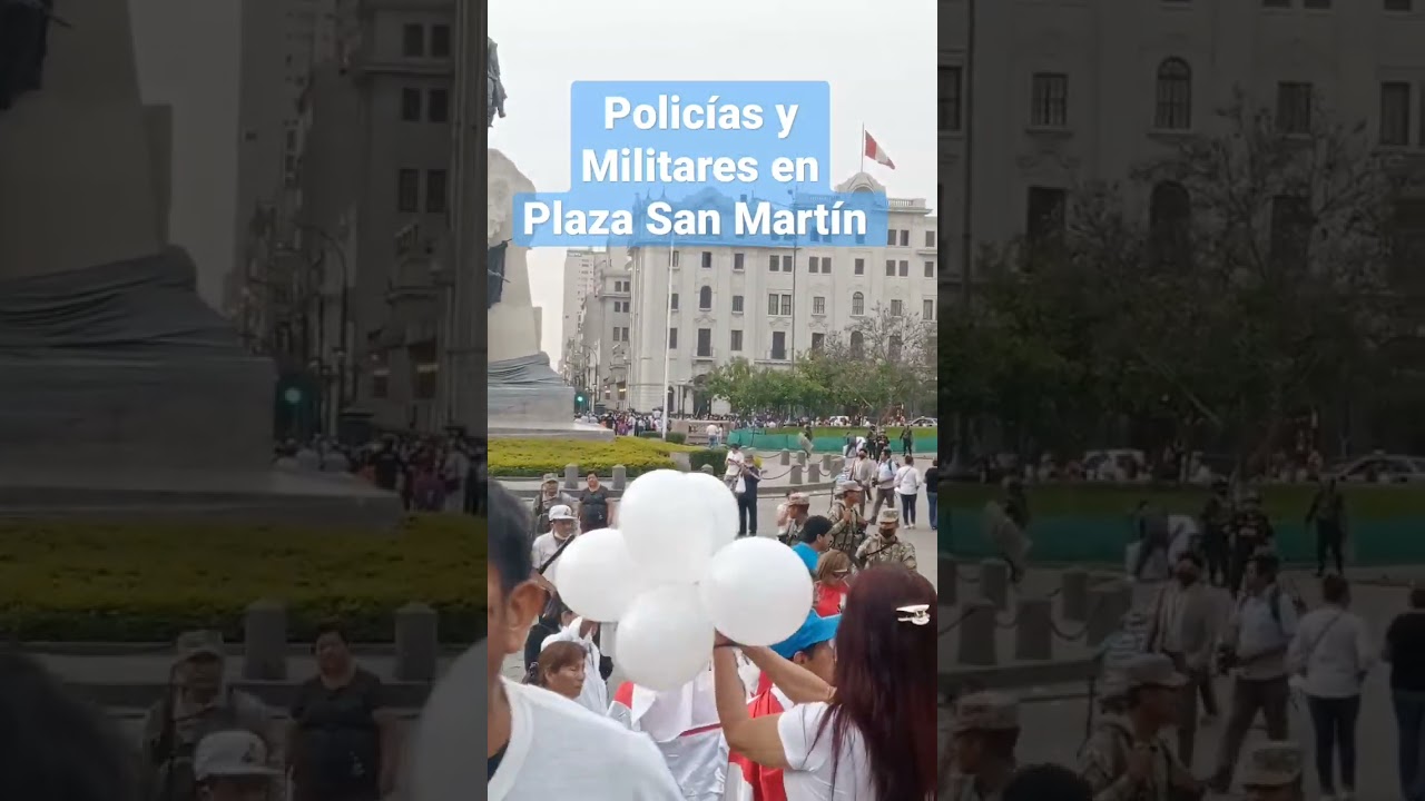 Per&uacute;. Polic&iacute;as y Militares resguardan la Plaza San Mart&iacute;n  03-01-23