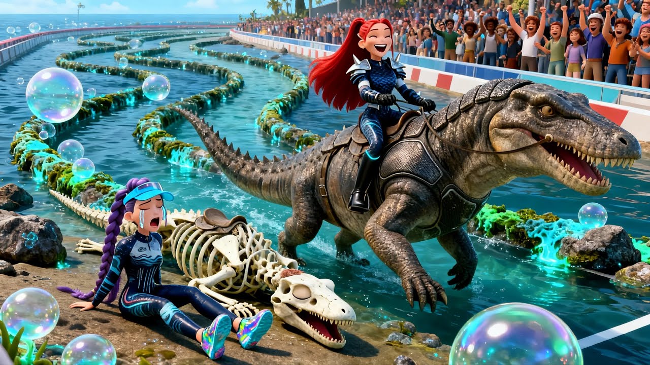 🦖💥 Rescuing RUMI from MIRA during the Giant MOSASAURUS Racing Battle
