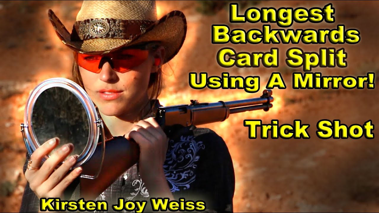 TRICK SHOT - Longest Backwards Card Split Using A Mirror - Annie Oakley Trick Shots